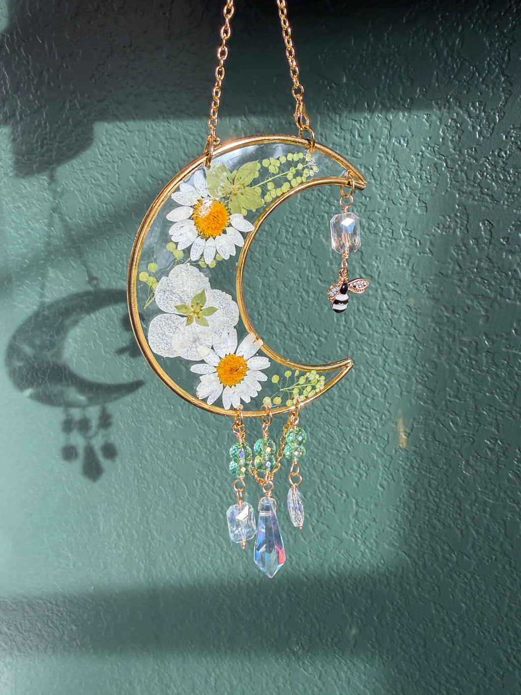 Moonlit Bloom - White Florals and Bee Charm