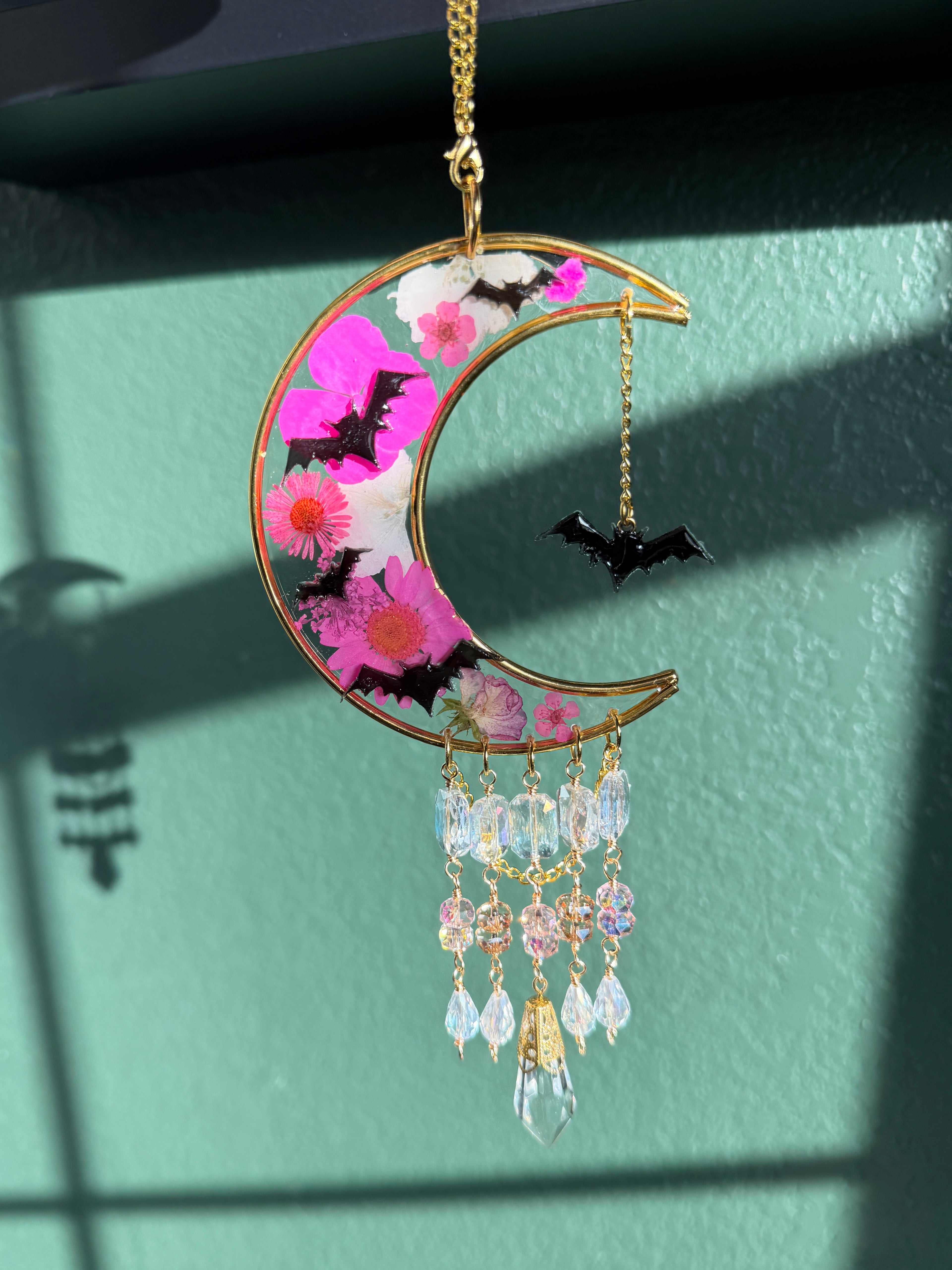 Moonlit Bloom - Pink Florals with Bats
