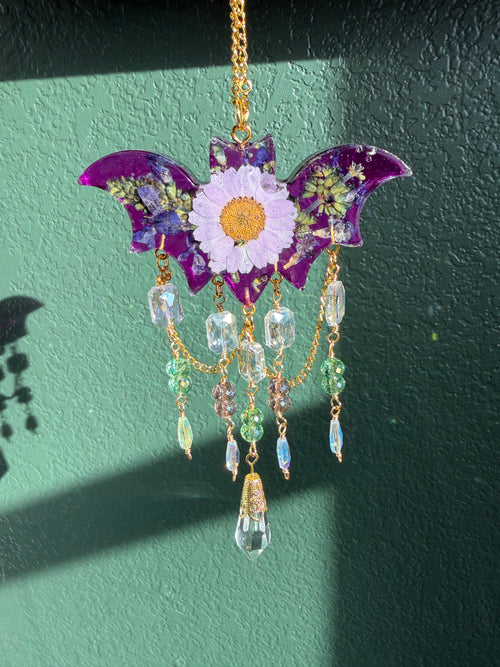 Baddie Bat Suncatcher - Purple Florals