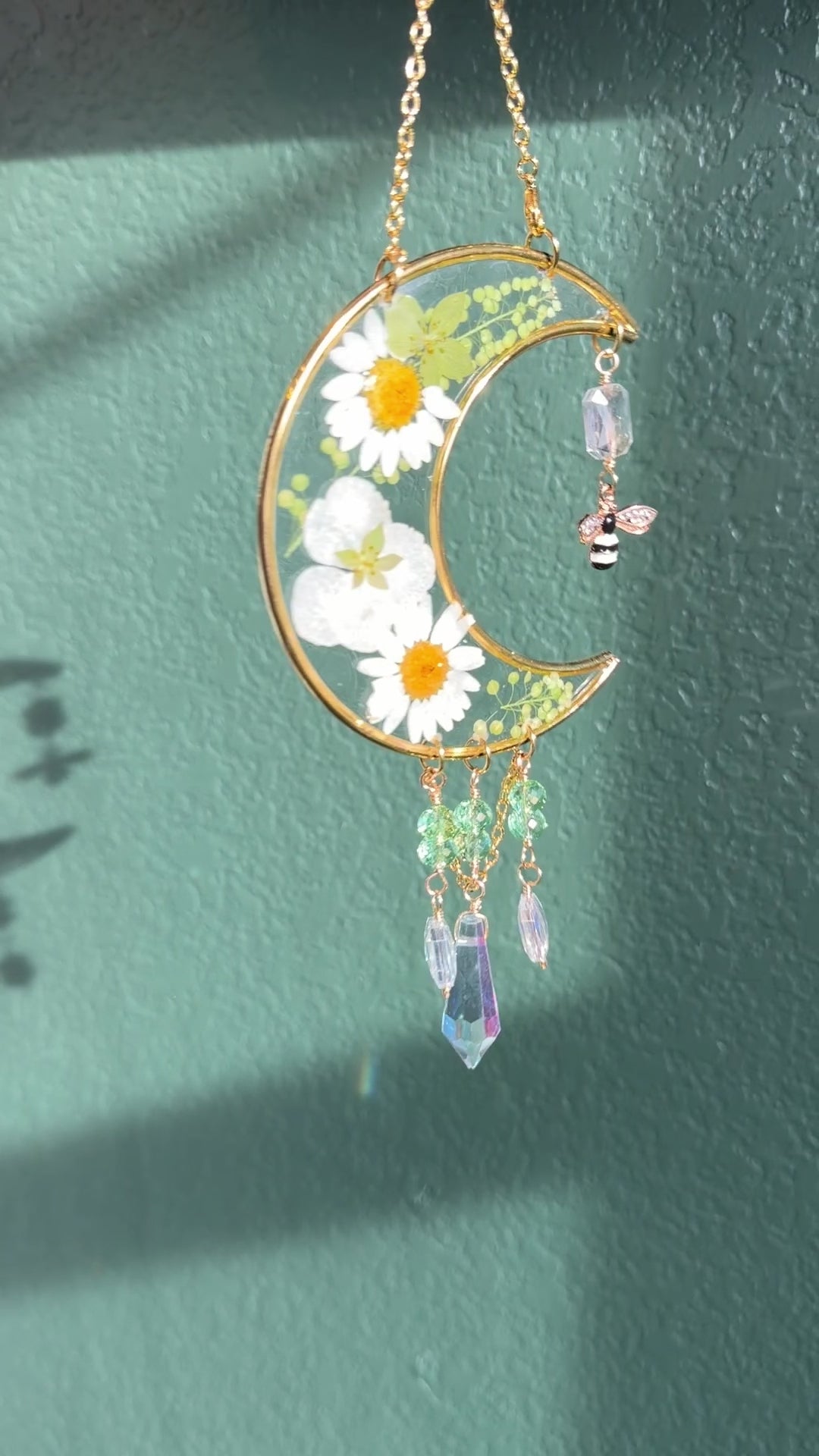 Moonlit Bloom - White Florals and Bee Charm